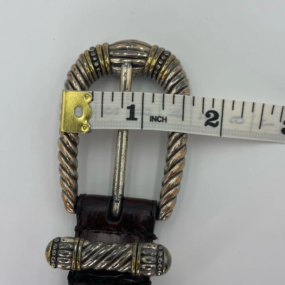 Fossil 90s Western Belt Brown Croc Leather Embossed  2-Tone Buckle Size Small - Picture 10 of 14